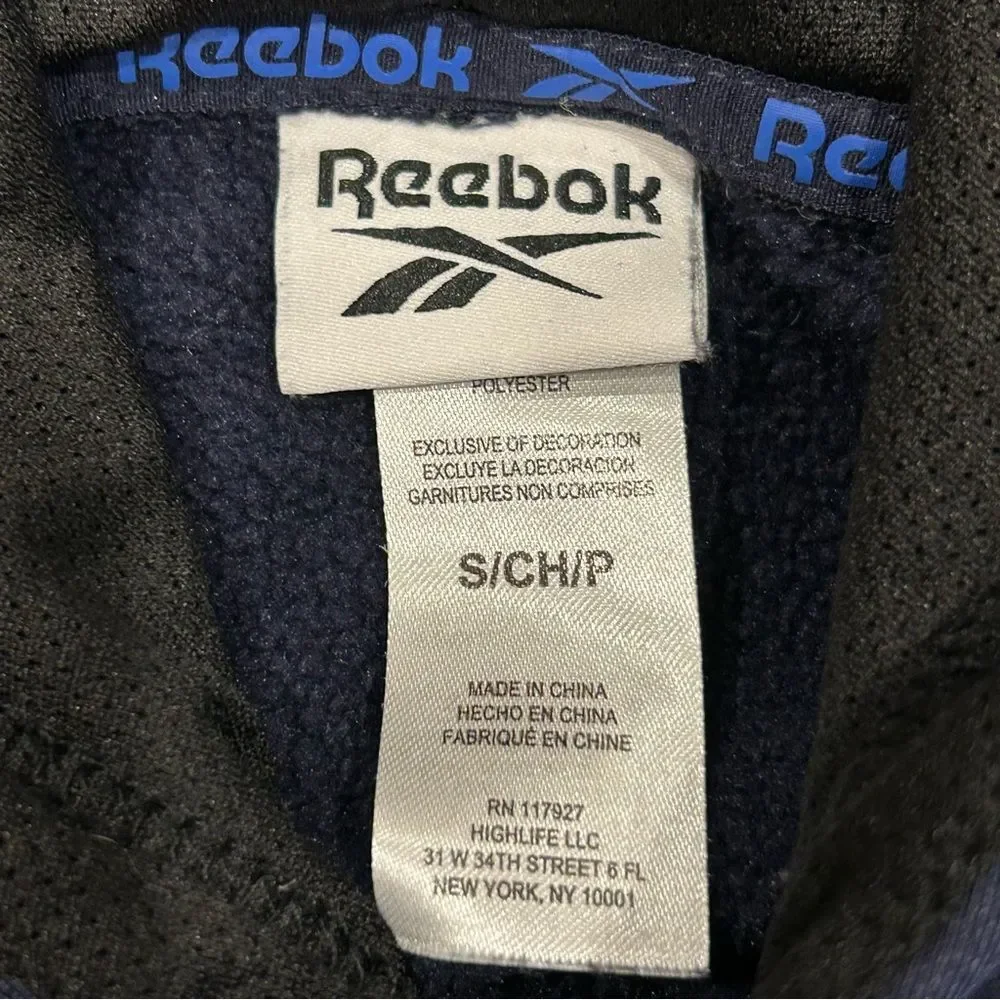 Reebok Navy Blue Fleece Lined Hoodie Sweatshirt S - Picture 3 of 8